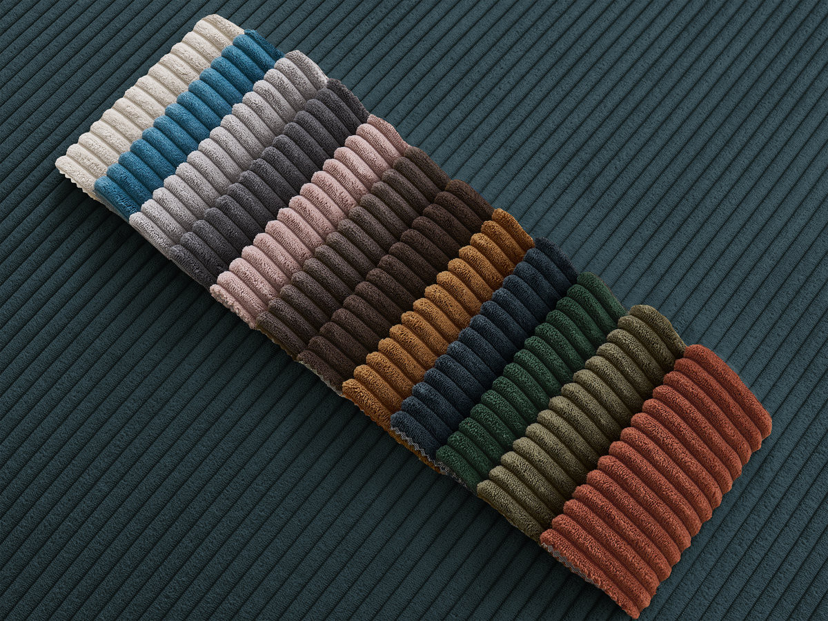 Ensemble canapé droit 3 + 2 places ERNEST velours côtélé bleu foncé — vue 4