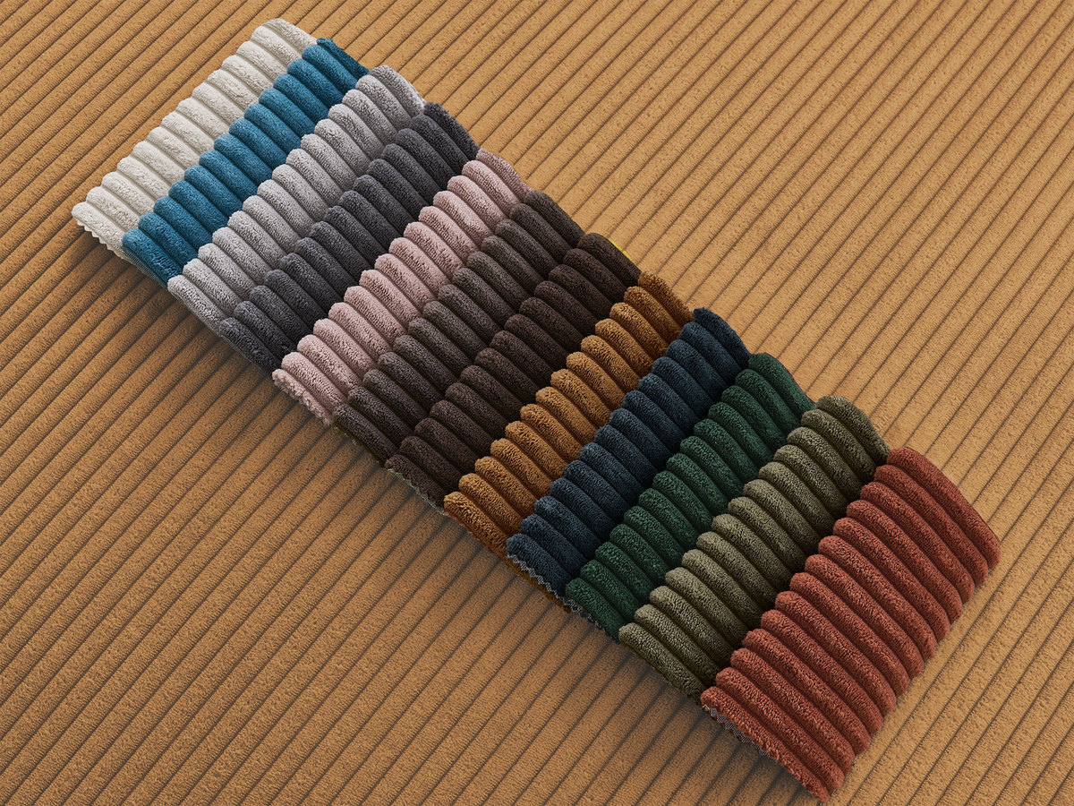 Ensemble canapé droit 3 + 2 places ERNEST velours côtélé jaune — vue 4