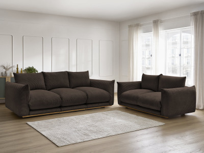 Ensemble canapé droit fixe 3 + 2 places ERNEST tissu velours côtélé