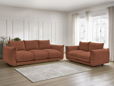 Ensemble canapé droit fixe 3 + 2 places ERNEST tissu velours côtélé