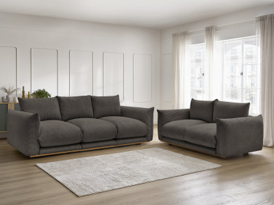 Ensemble canapé droit fixe 3 + 2 places ERNEST tissu velours côtélé
