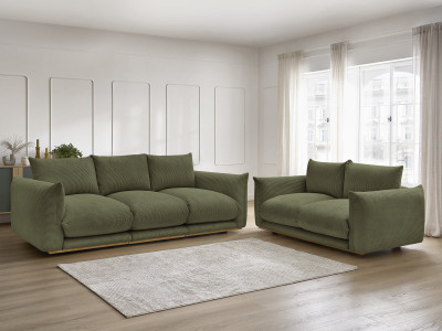 Ensemble canapé droit fixe 3 + 2 places ERNEST tissu velours côtélé
