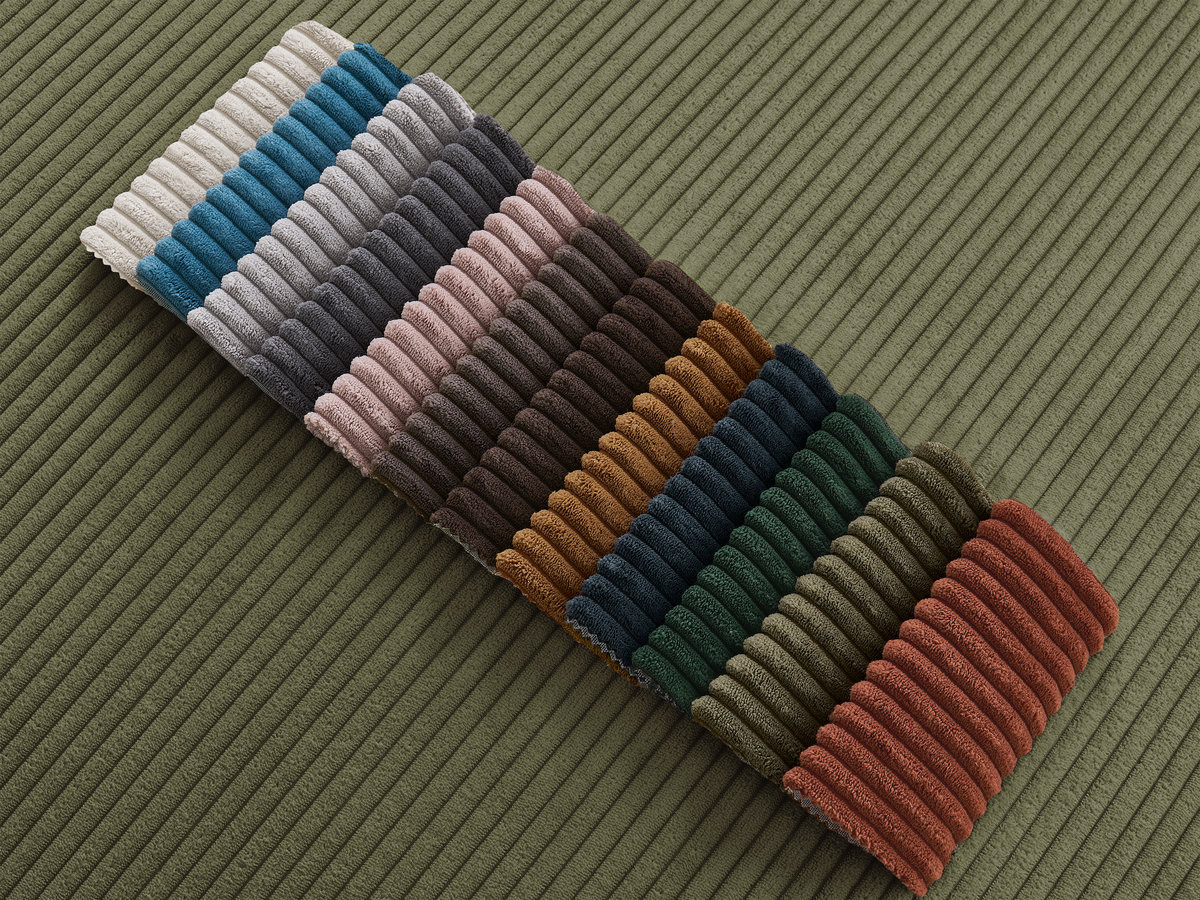 Ensemble canapé droit 3 + 2 places ERNEST velours côtélé vert — vue 4