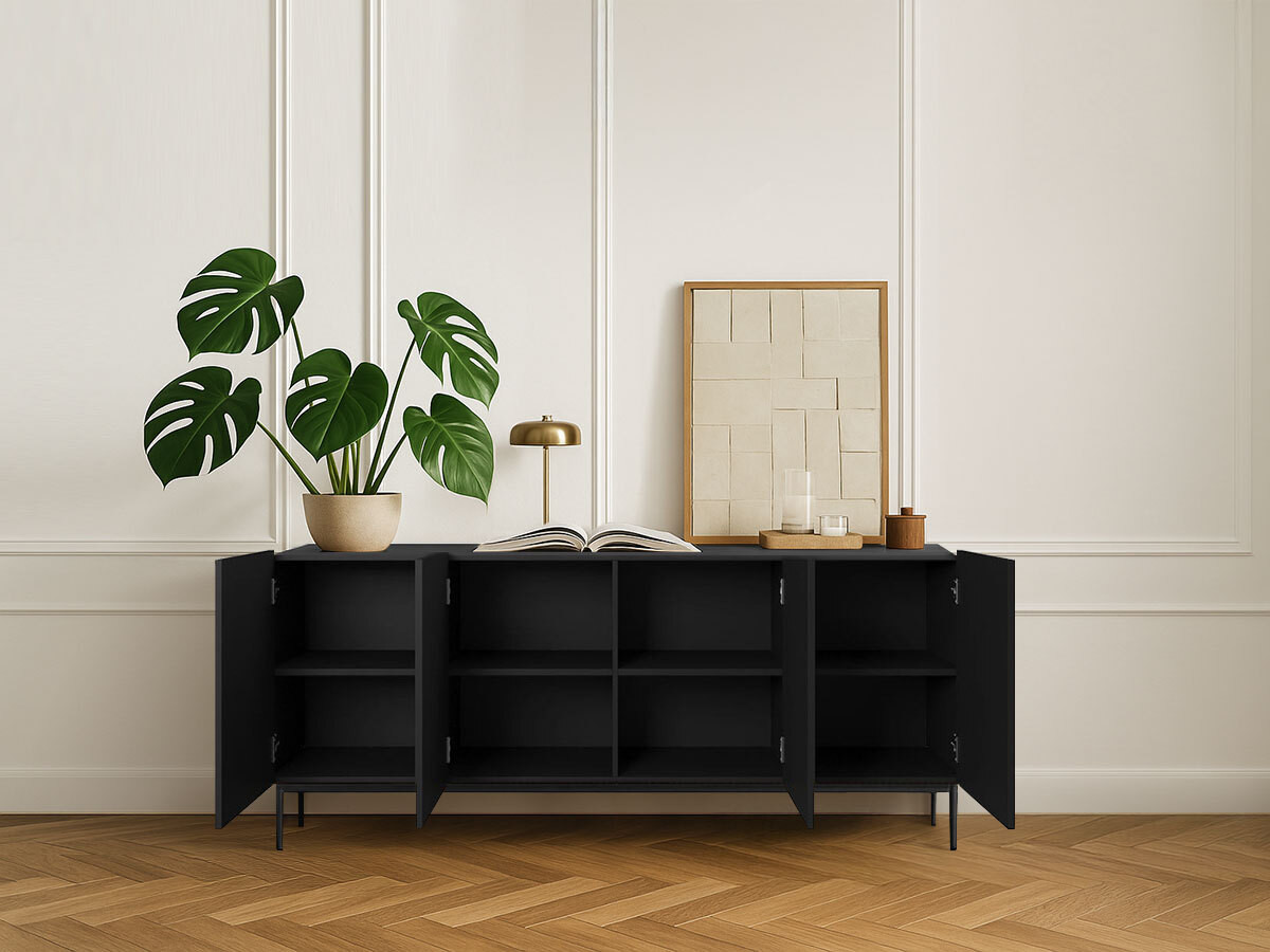 Buffet 4 portes 200 cm KASHA Pieds noir noir — vue 5