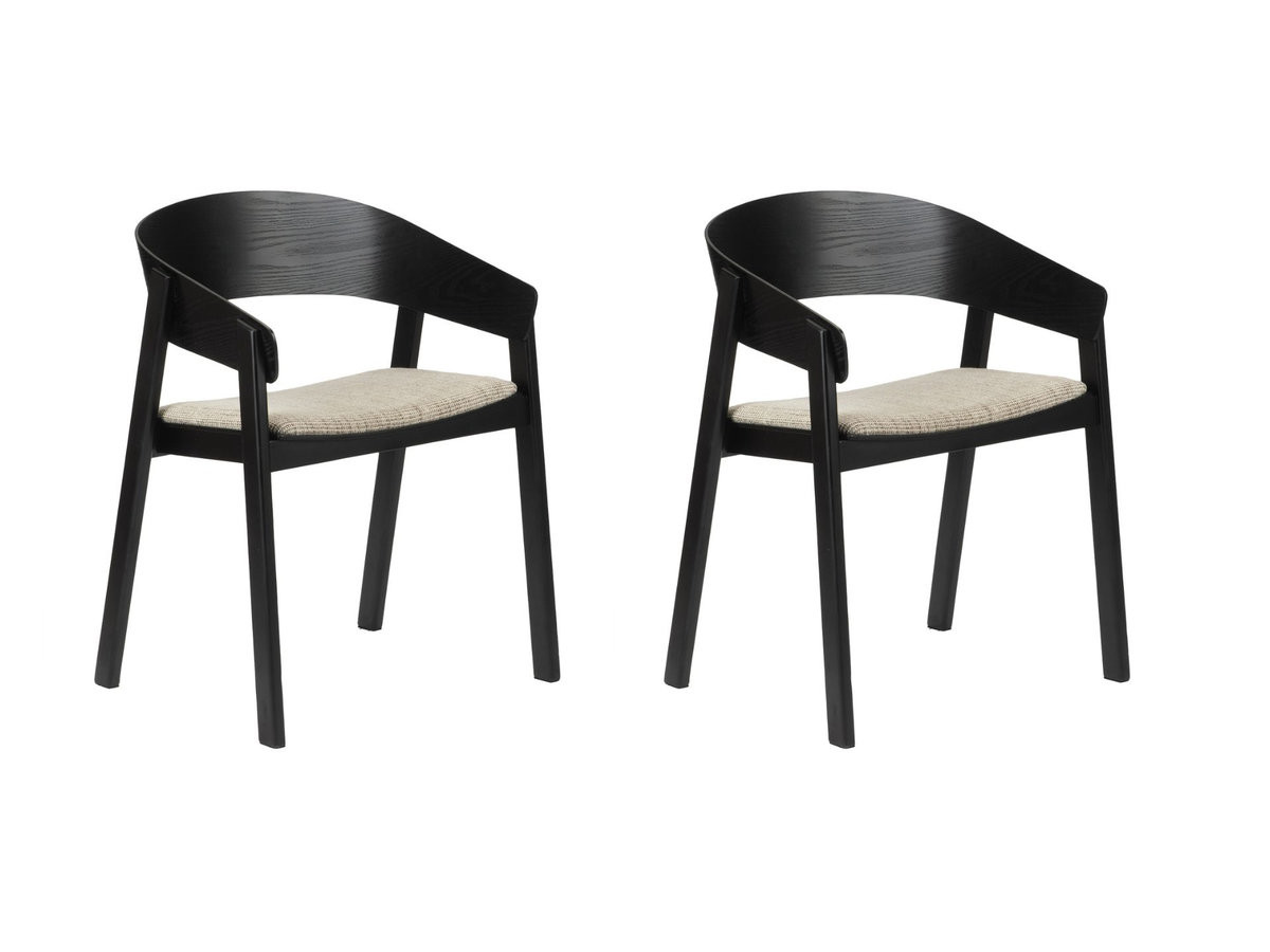 lot de 2 chaises de table rani avec accoudoir de couleur noir