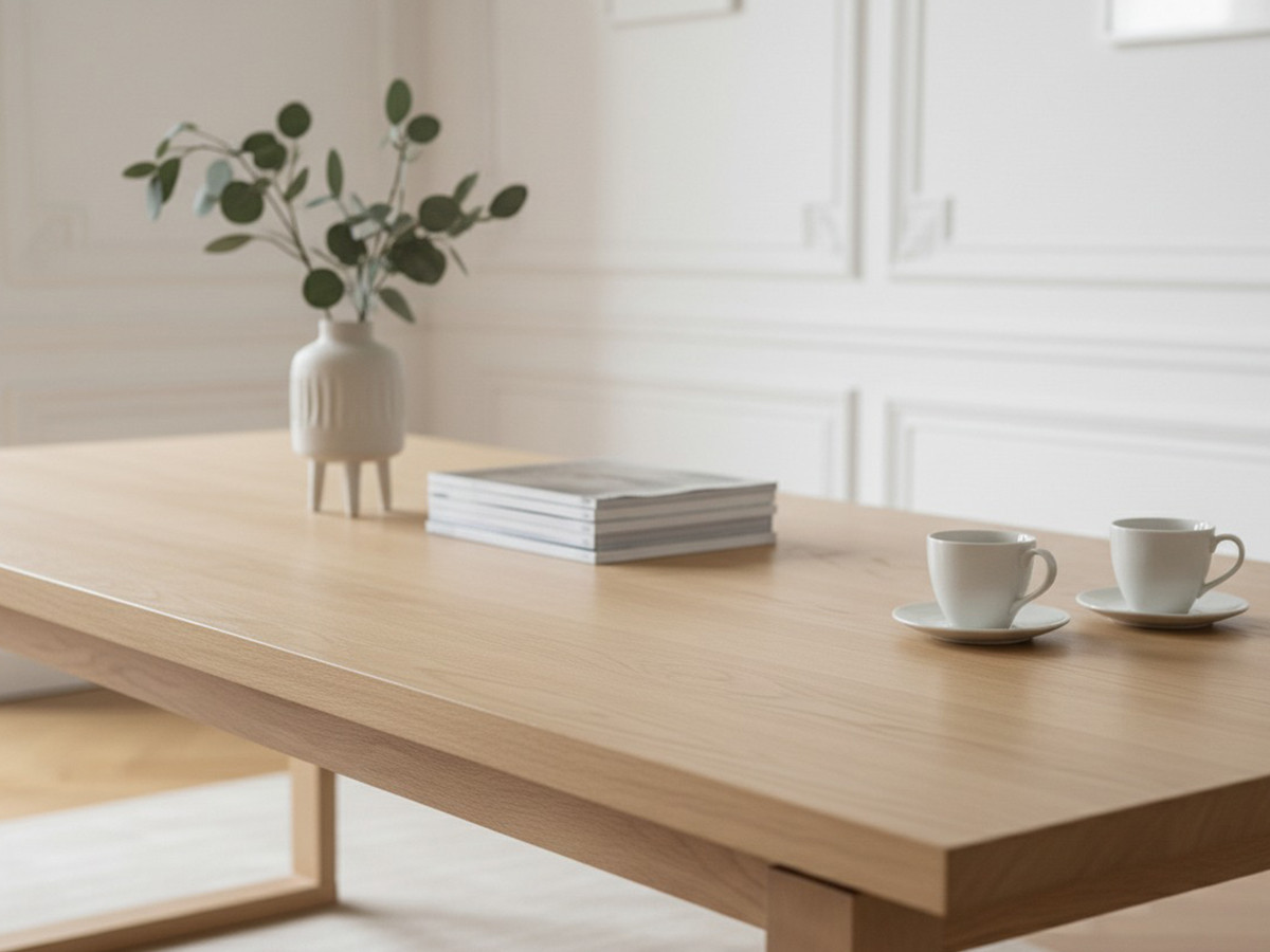 MARIN set met 220 cm eikenhouten eettafel + 6 GABIN corduroy fauteuils