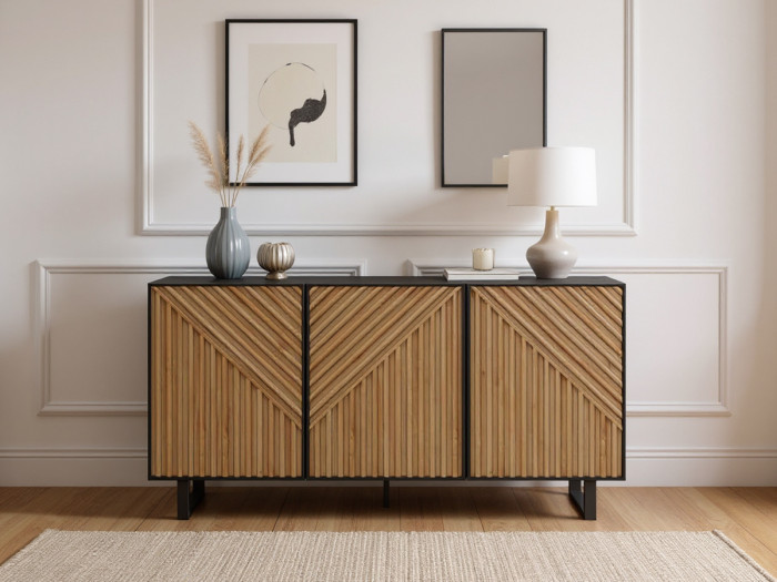 Buffet 3 portes 151 cm ALAIA effet chêne