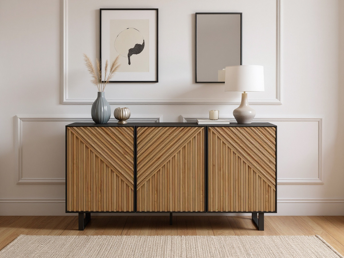 Buffet 3 portes 151 cm ALAIA effet chêne