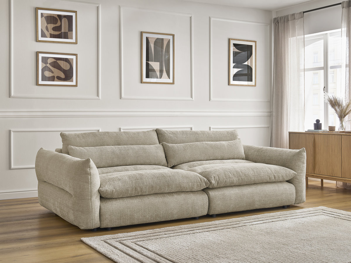 Canapé droit 3 places NEIL texturé beige — vue 6