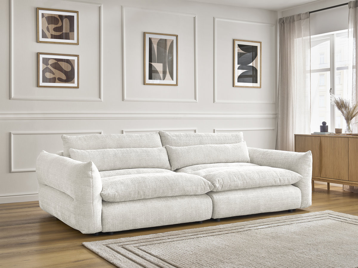 Canapé droit 3 places NEIL texturé blanc — vue 6