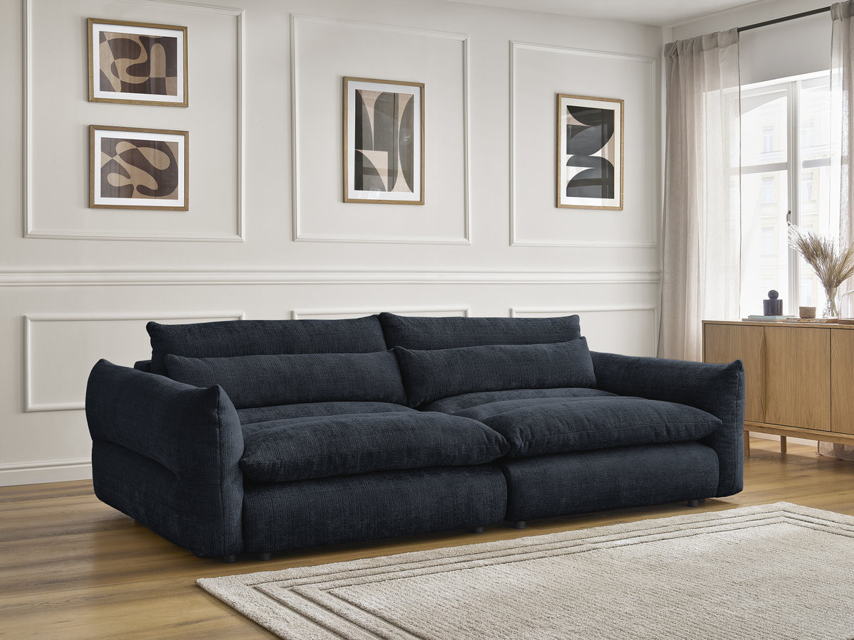 Canapé droit 3 places NEIL texturé bleu foncé — vue 6