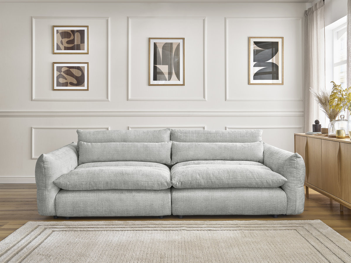Canapé droit 3 places NEIL texturé gris clair — vue 5