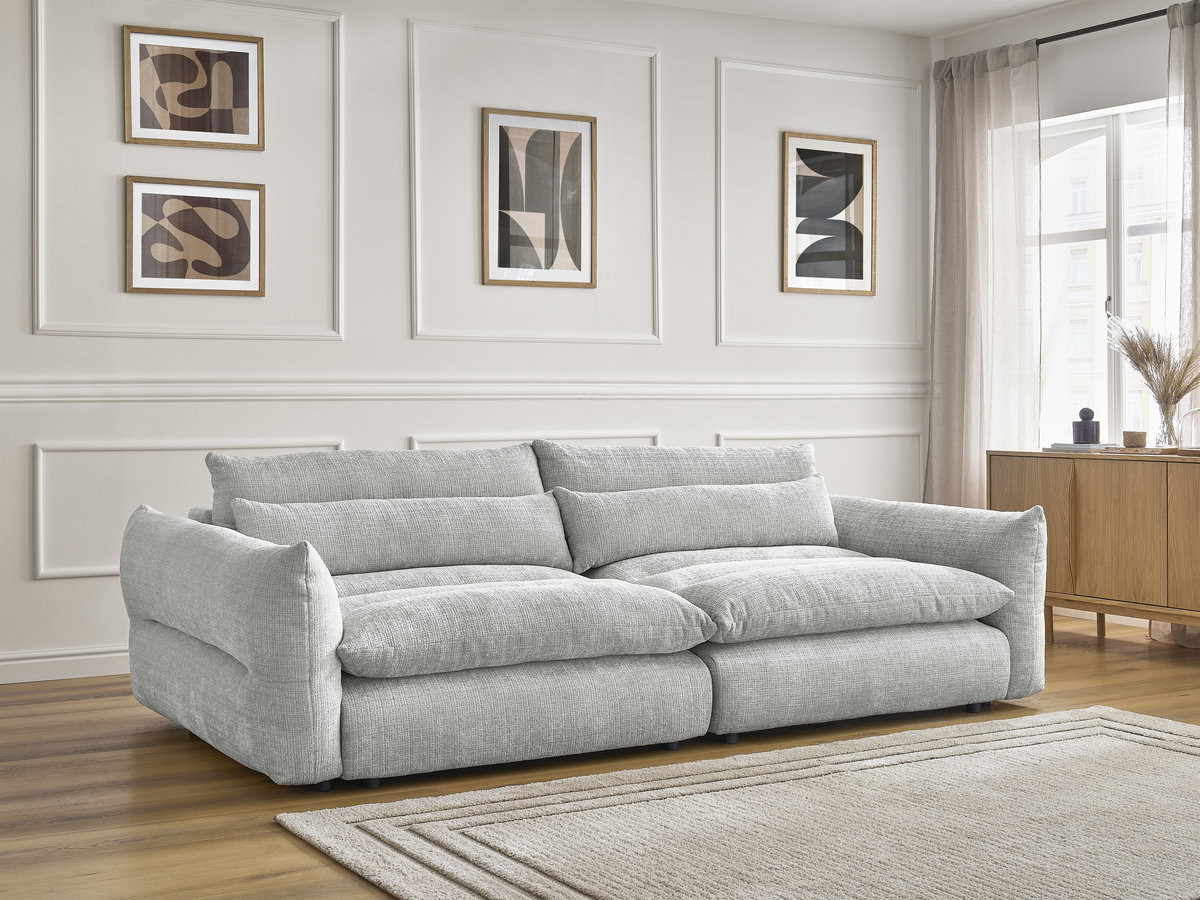 Canapé droit 3 places NEIL texturé gris clair — vue 6