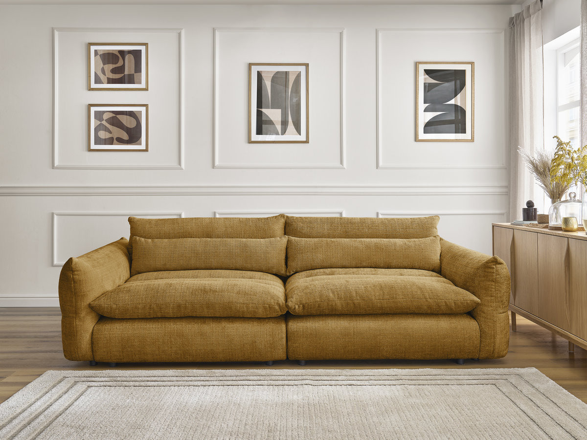 Canapé droit 3 places NEIL texturé jaune — vue 5