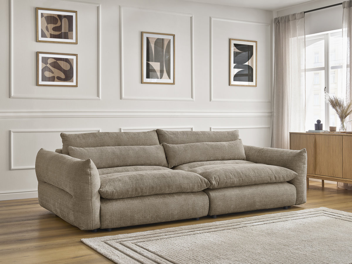 Canapé droit 3 places NEIL texturé taupe — vue 6