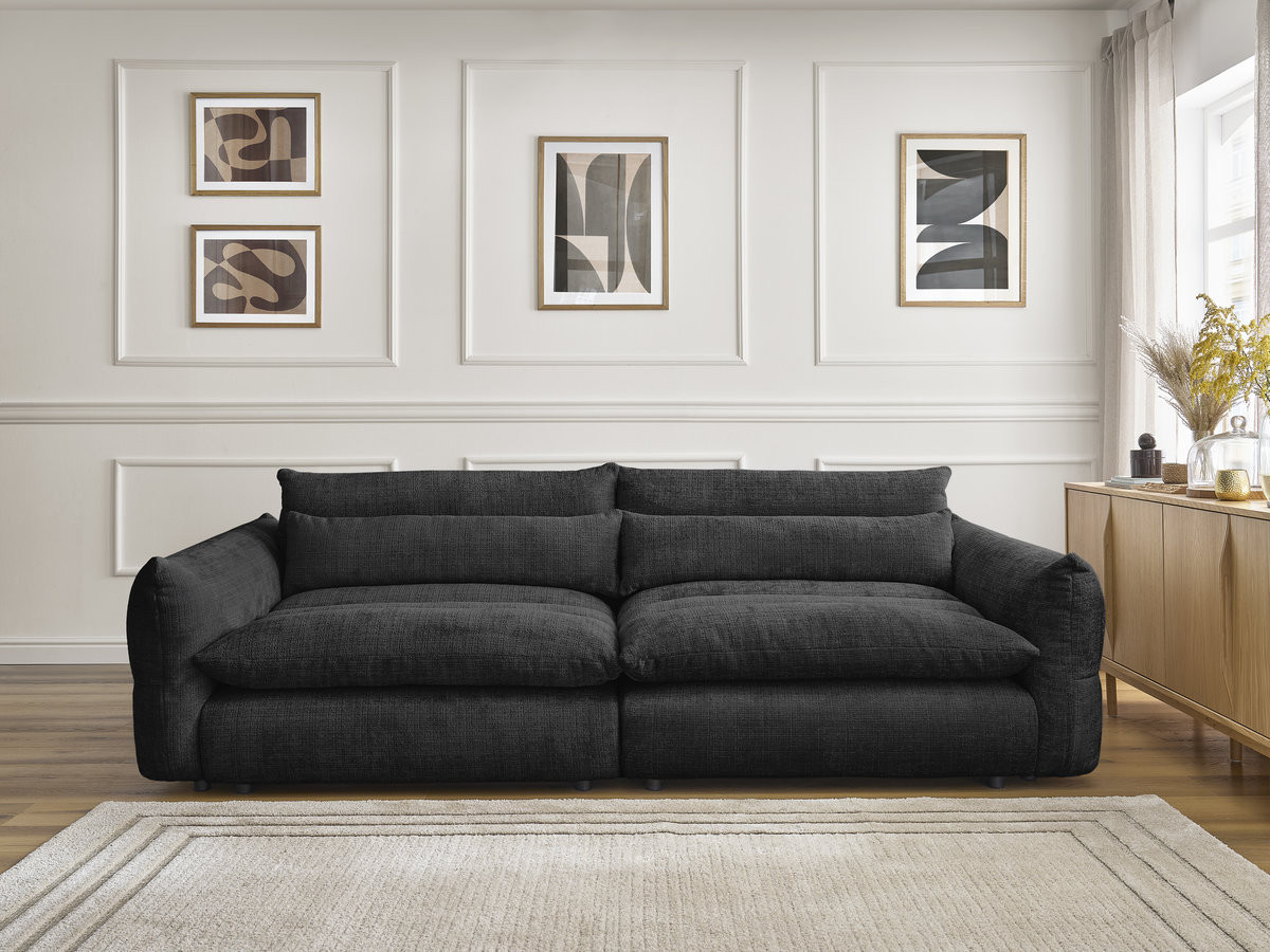 Canapé droit 3 places NEIL texturé noir — vue 5