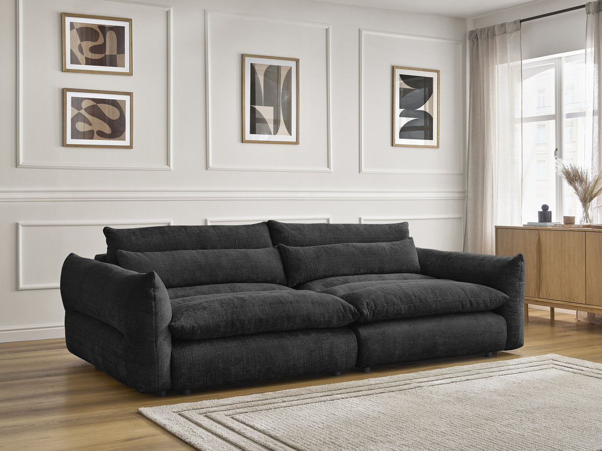 Canapé droit 3 places NEIL texturé noir — vue 6