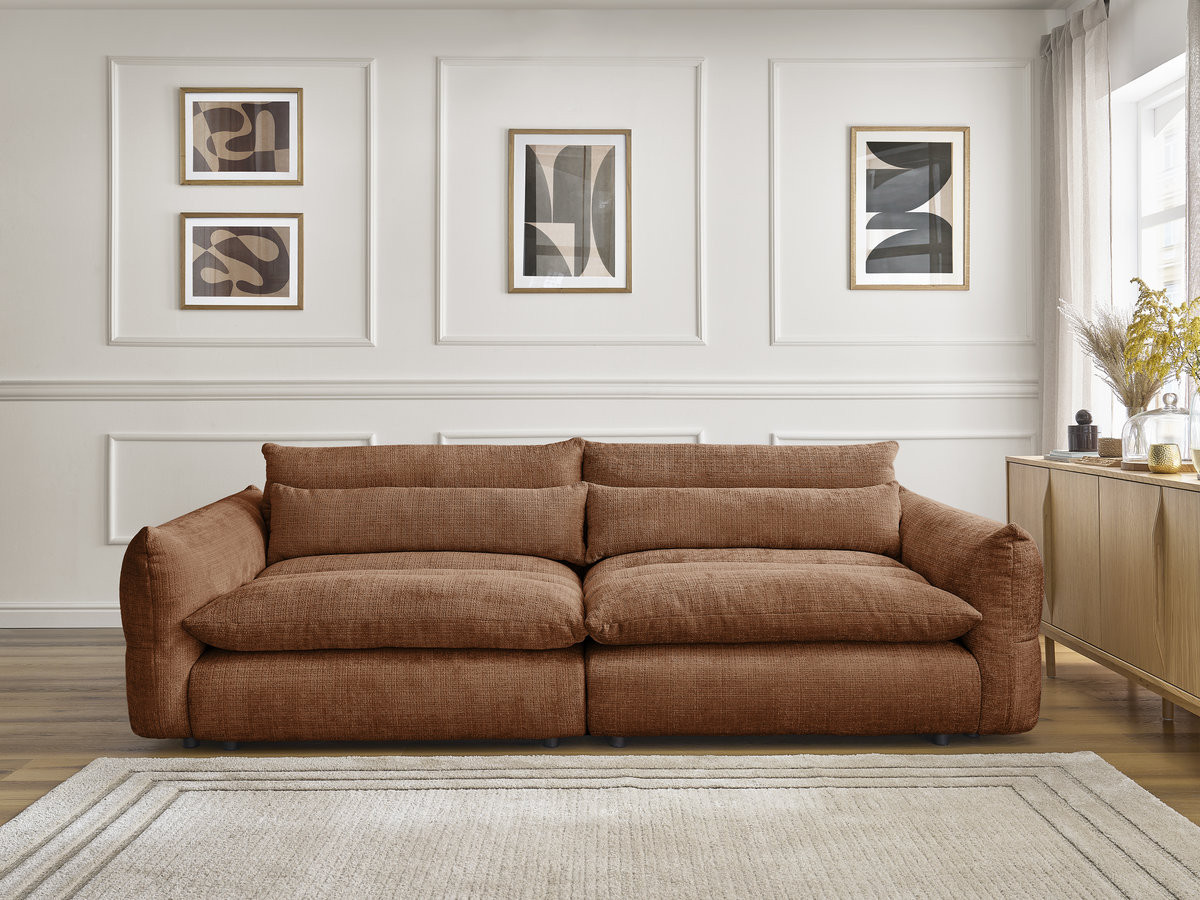 Canapé droit 3 places NEIL texturé orange — vue 5