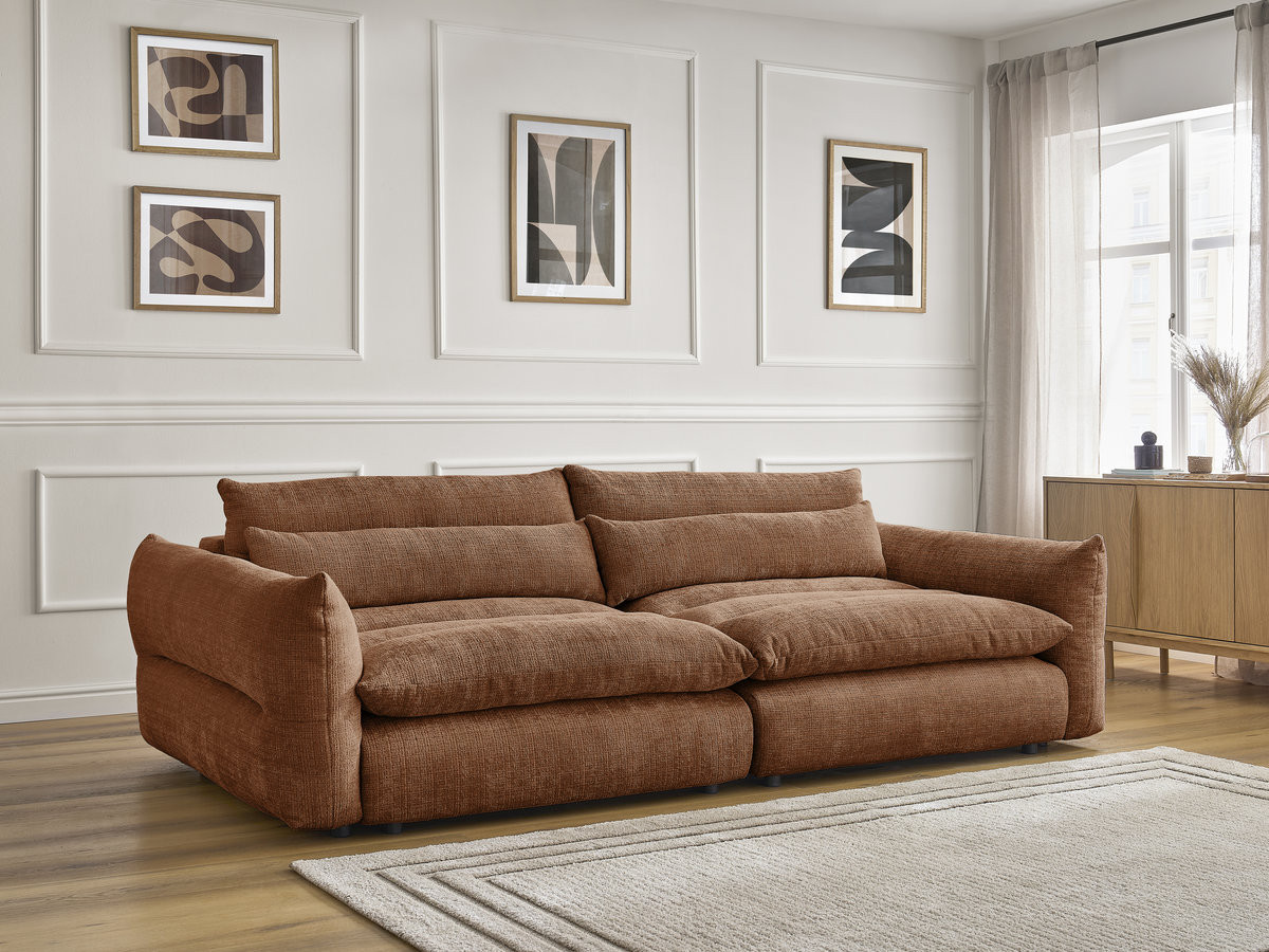 Canapé droit 3 places NEIL texturé orange — vue 6