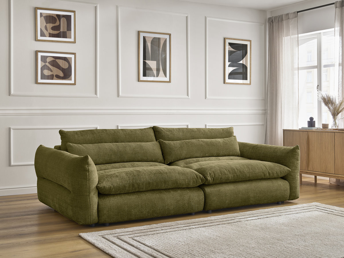 Canapé droit 3 places NEIL texturé vert — vue 6
