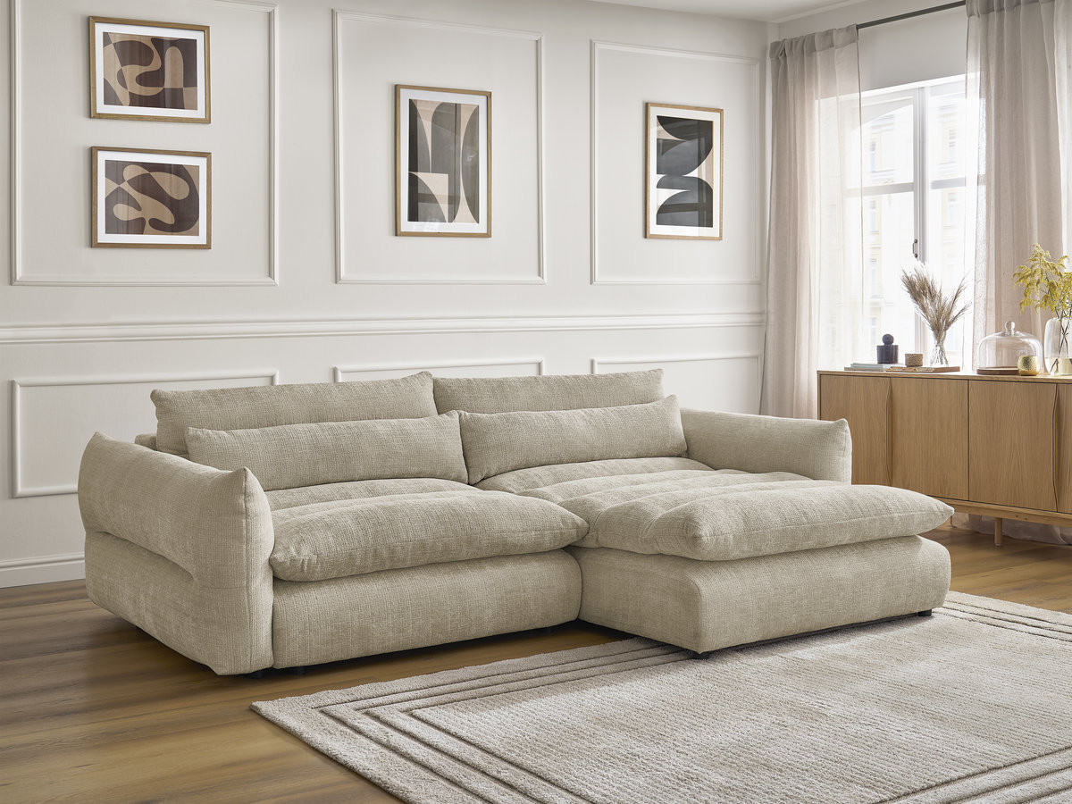 Canapé d'angle NEIL texturé beige — vue 6