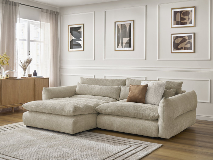 Canapé d'angle fixe NEIL tissu texturé