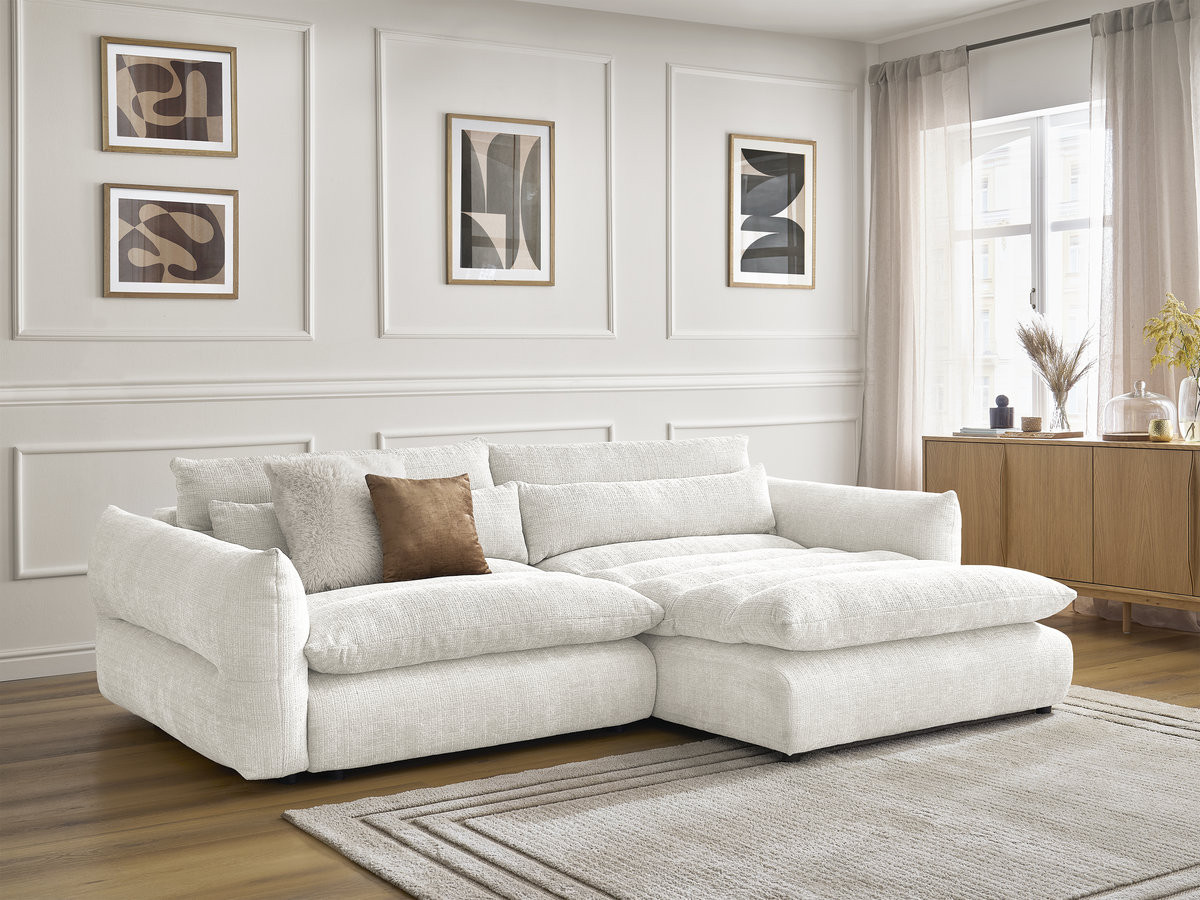 Canapé d'angle NEIL texturé blanc