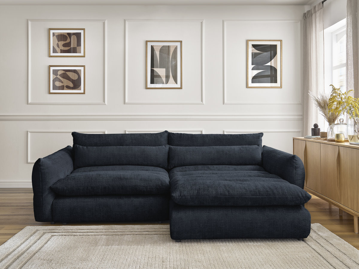 Canapé d'angle NEIL texturé bleu foncé — vue 5
