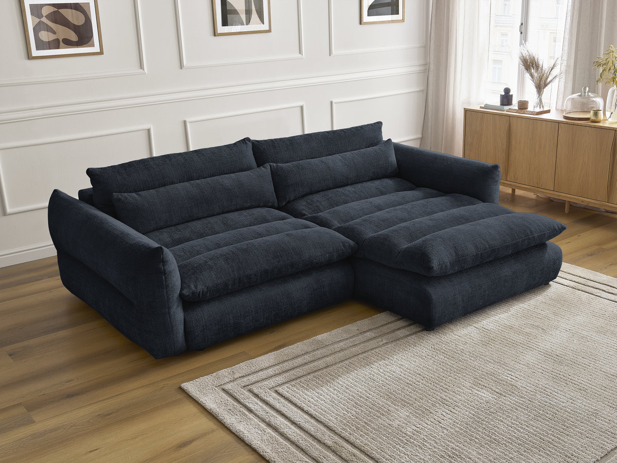 Canapé d'angle NEIL texturé bleu foncé — vue 6
