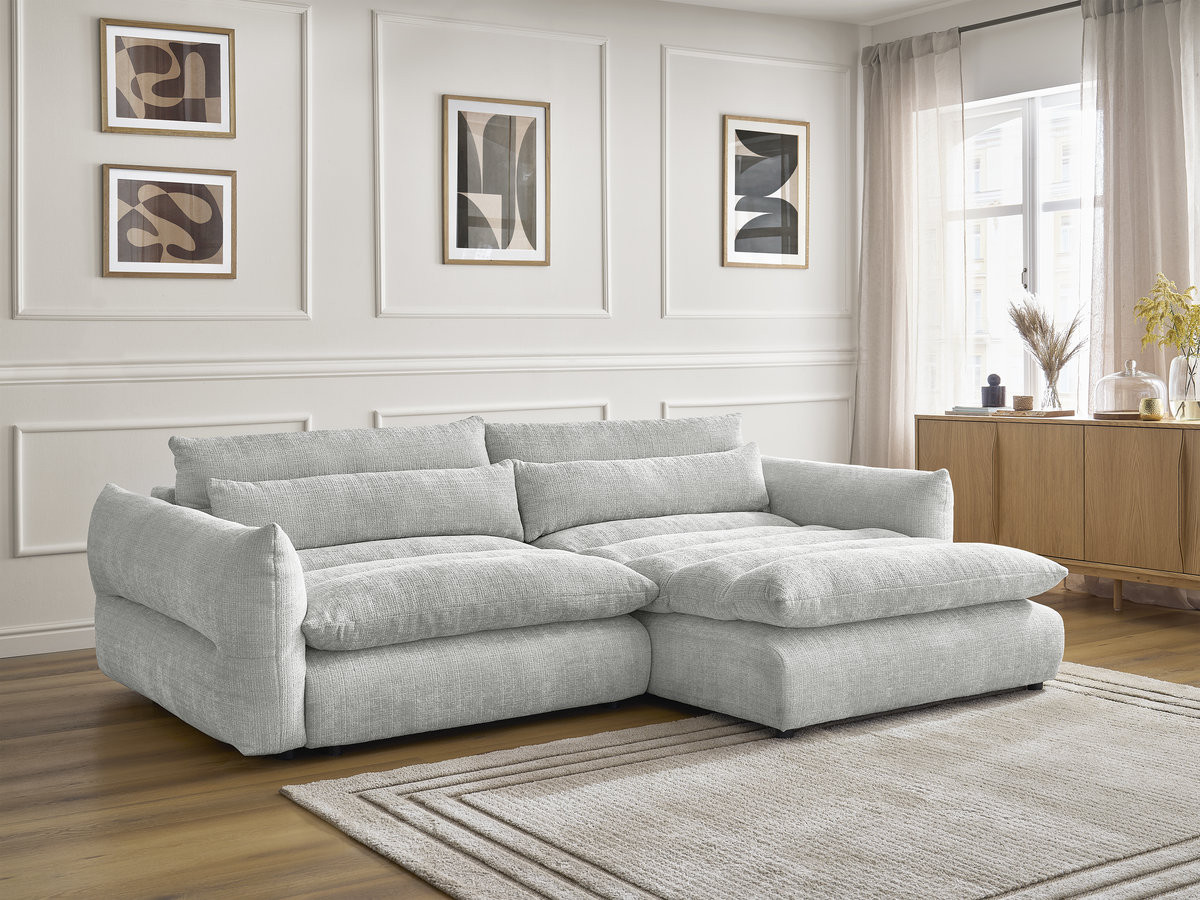 Canapé d'angle NEIL texturé gris clair — vue 6