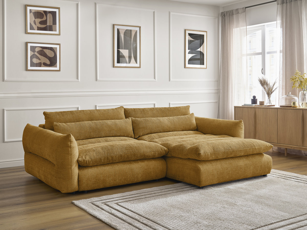 Canapé d'angle NEIL texturé jaune — vue 6