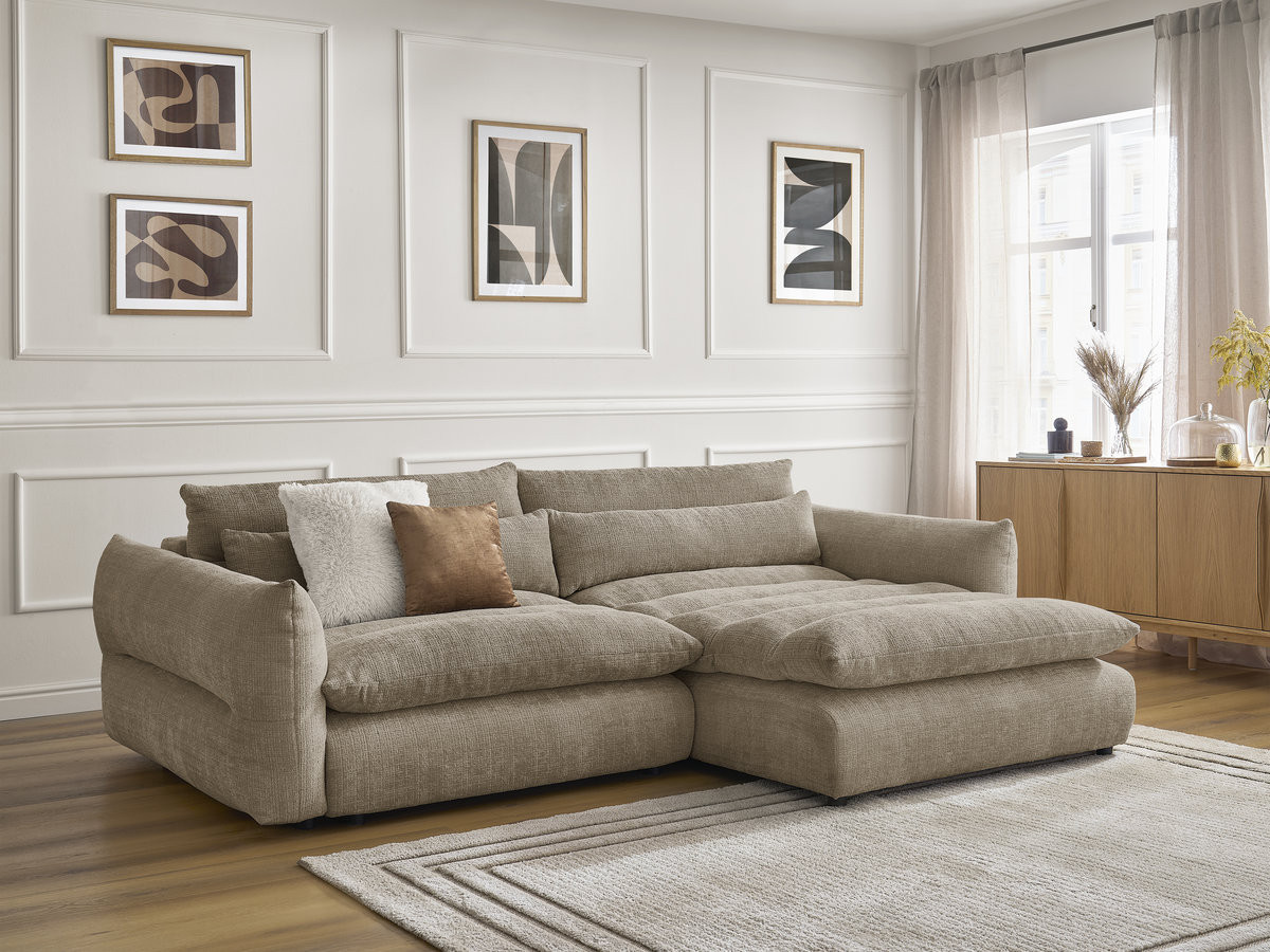 Canapé d'angle NEIL texturé taupe