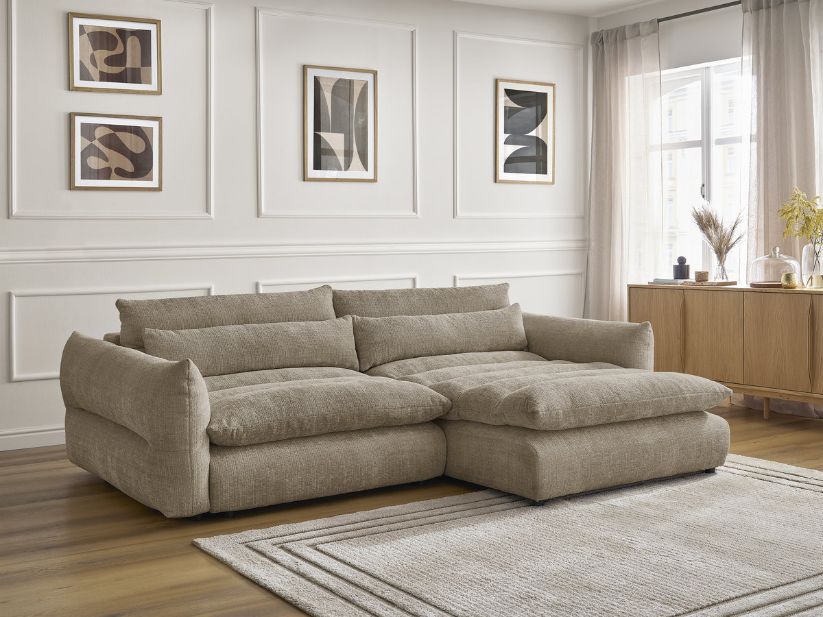 Canapé d'angle NEIL texturé taupe — vue 6