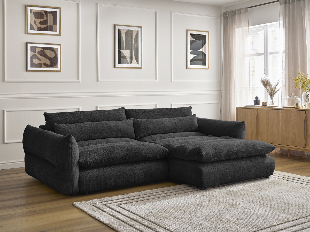 Canapé d'angle NEIL texturé noir — vue 6