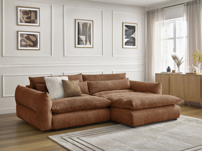 Canapé d'angle fixe NEIL tissu texturé