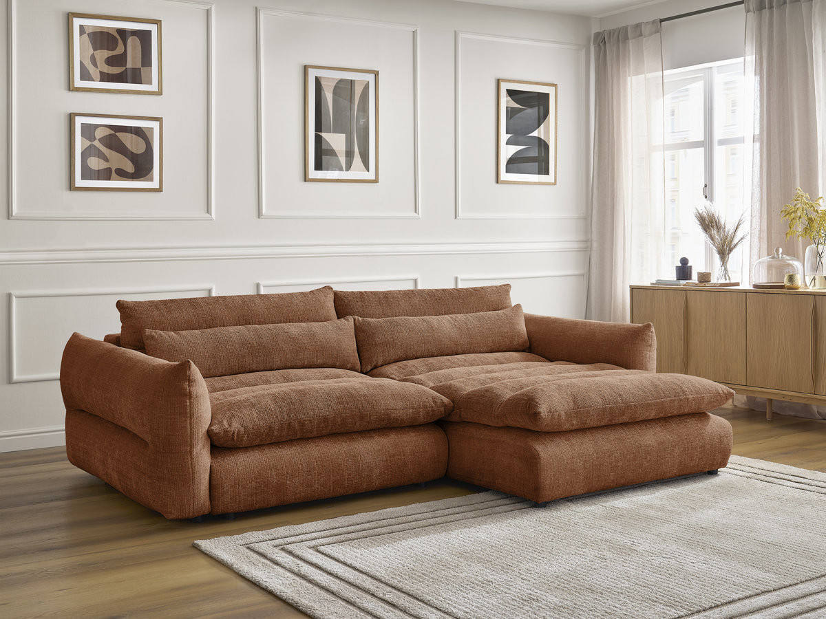 Canapé d'angle NEIL texturé orange — vue 6