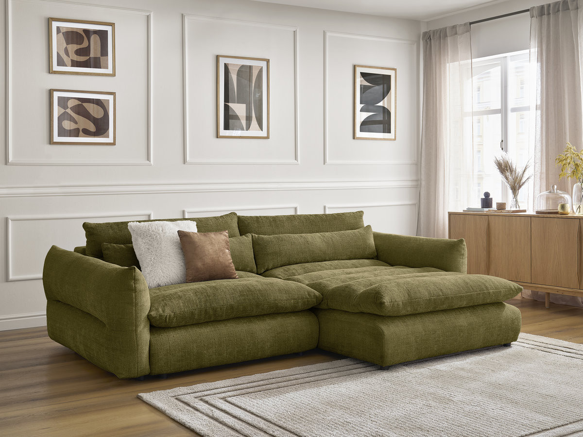 Canapé d'angle NEIL texturé vert