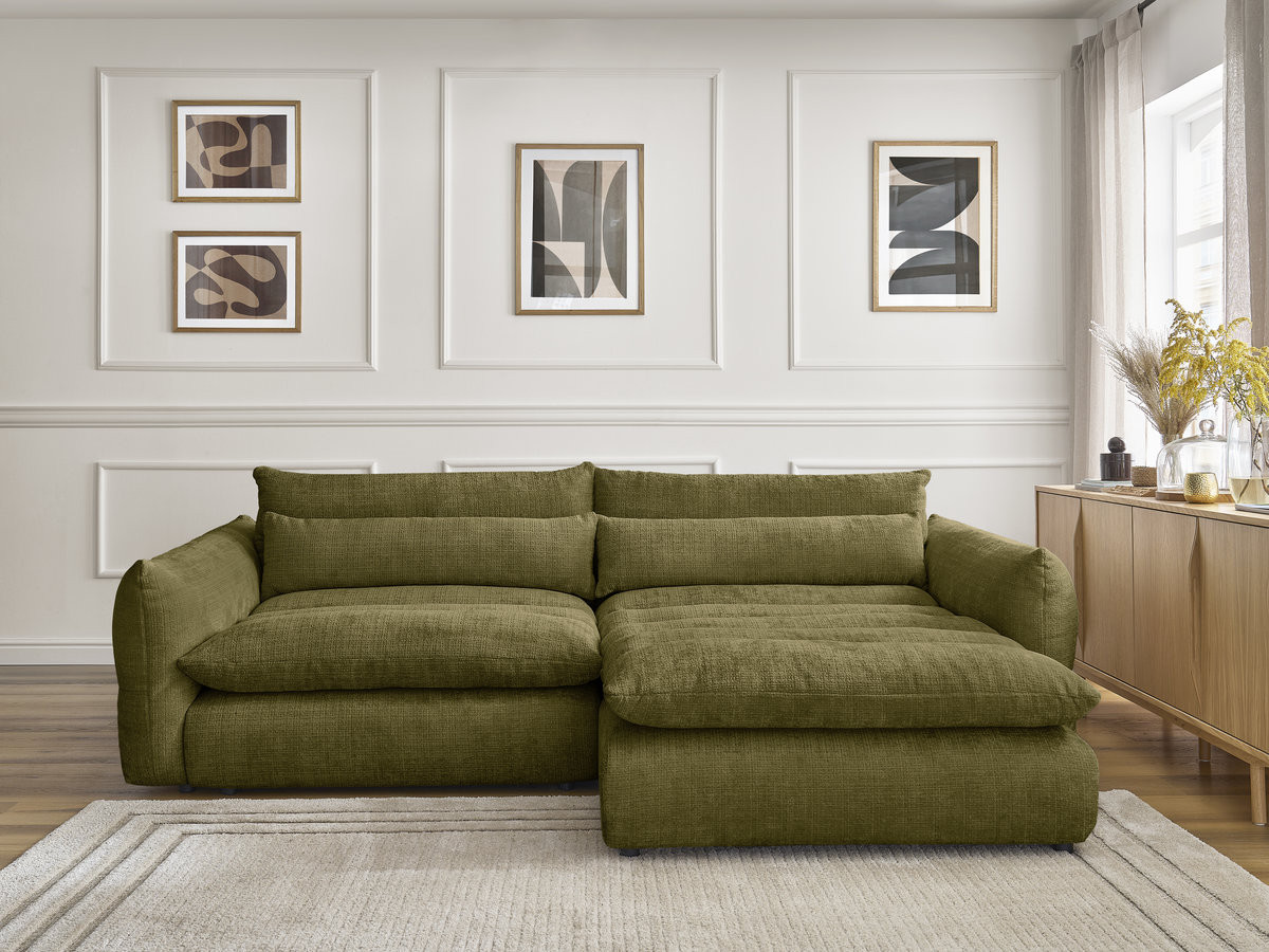 Canapé d'angle NEIL texturé vert — vue 5
