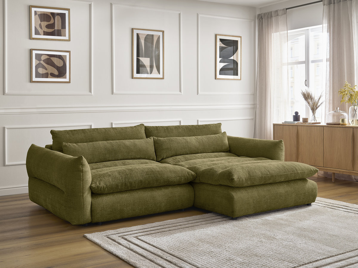 Canapé d'angle NEIL texturé vert — vue 6