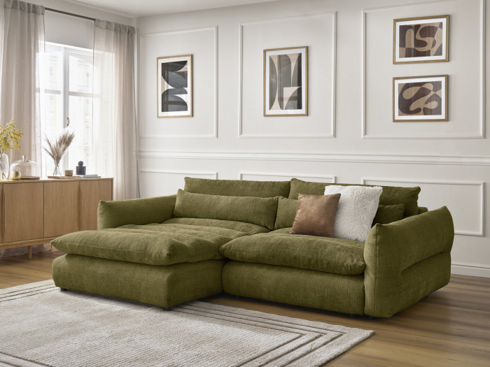 Canapé d'angle fixe NEIL tissu texturé