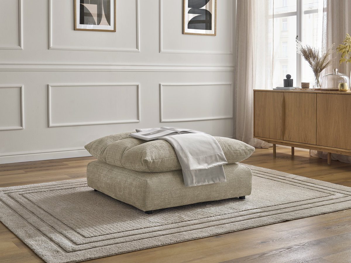 Pouf NEIL texturé beige