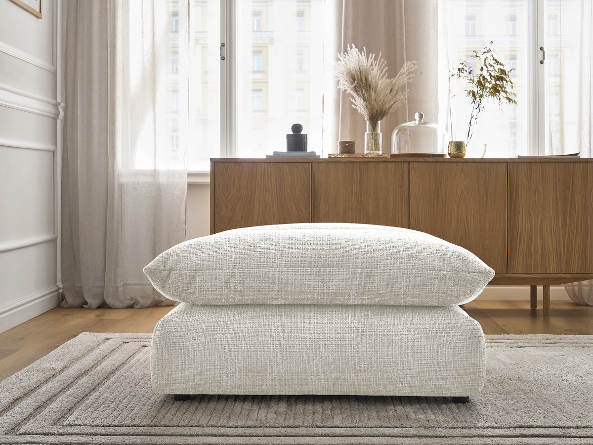 Pouf NEIL texturé blanc — vue 5