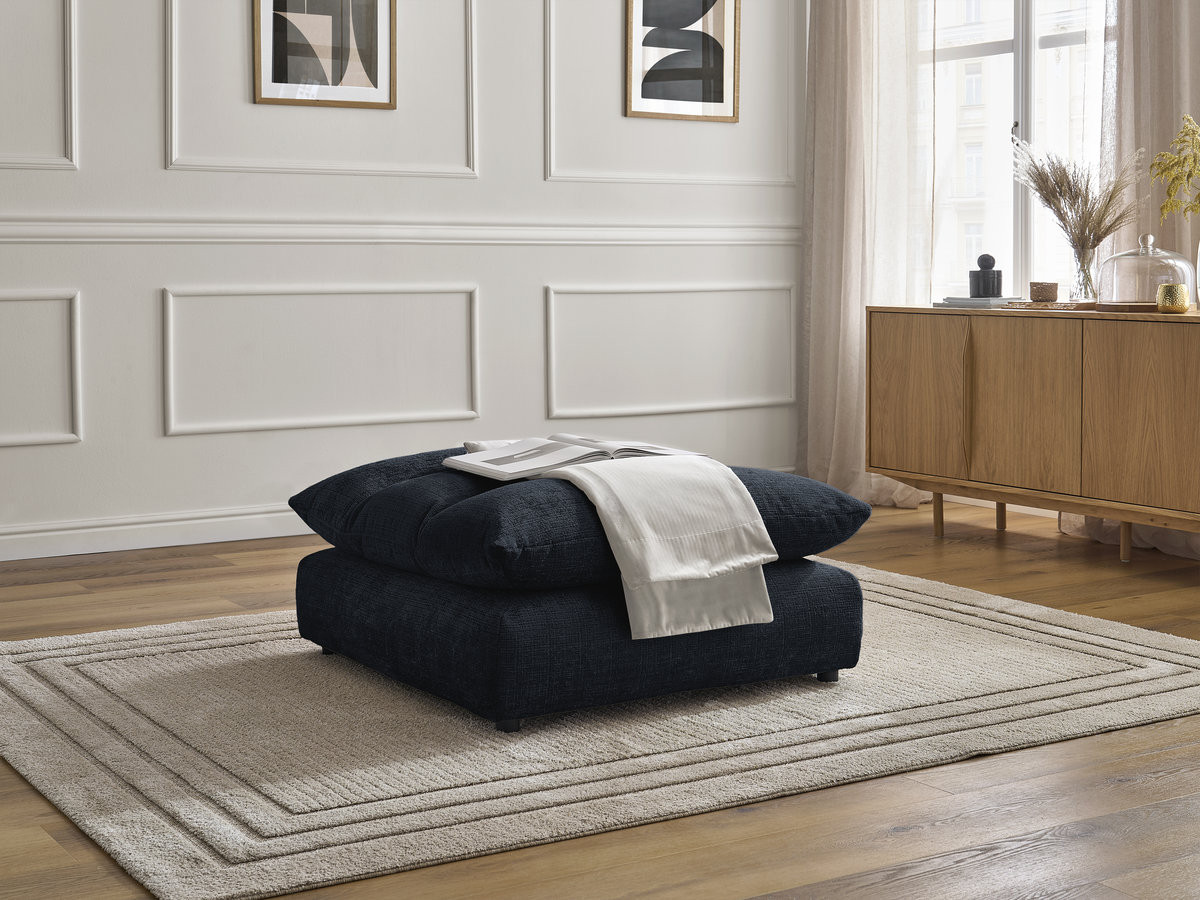 Pouf NEIL texturé bleu foncé