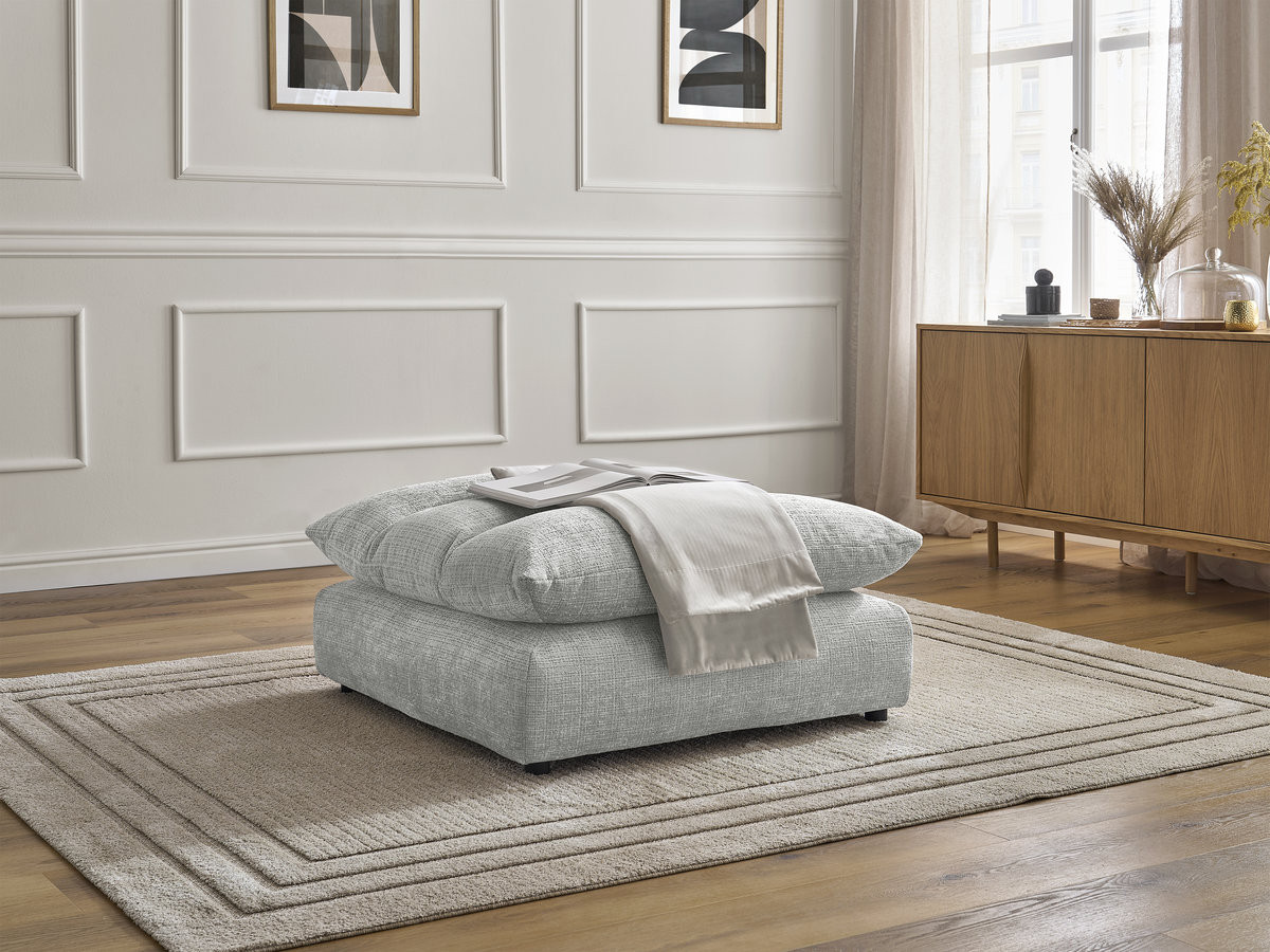 Pouf NEIL texturé gris clair