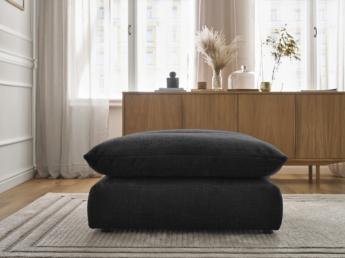 Pouf NEIL texturé noir — vue 5