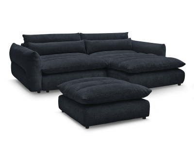 Canapé d'angle fixe NEIL tissu texturé avec pouf