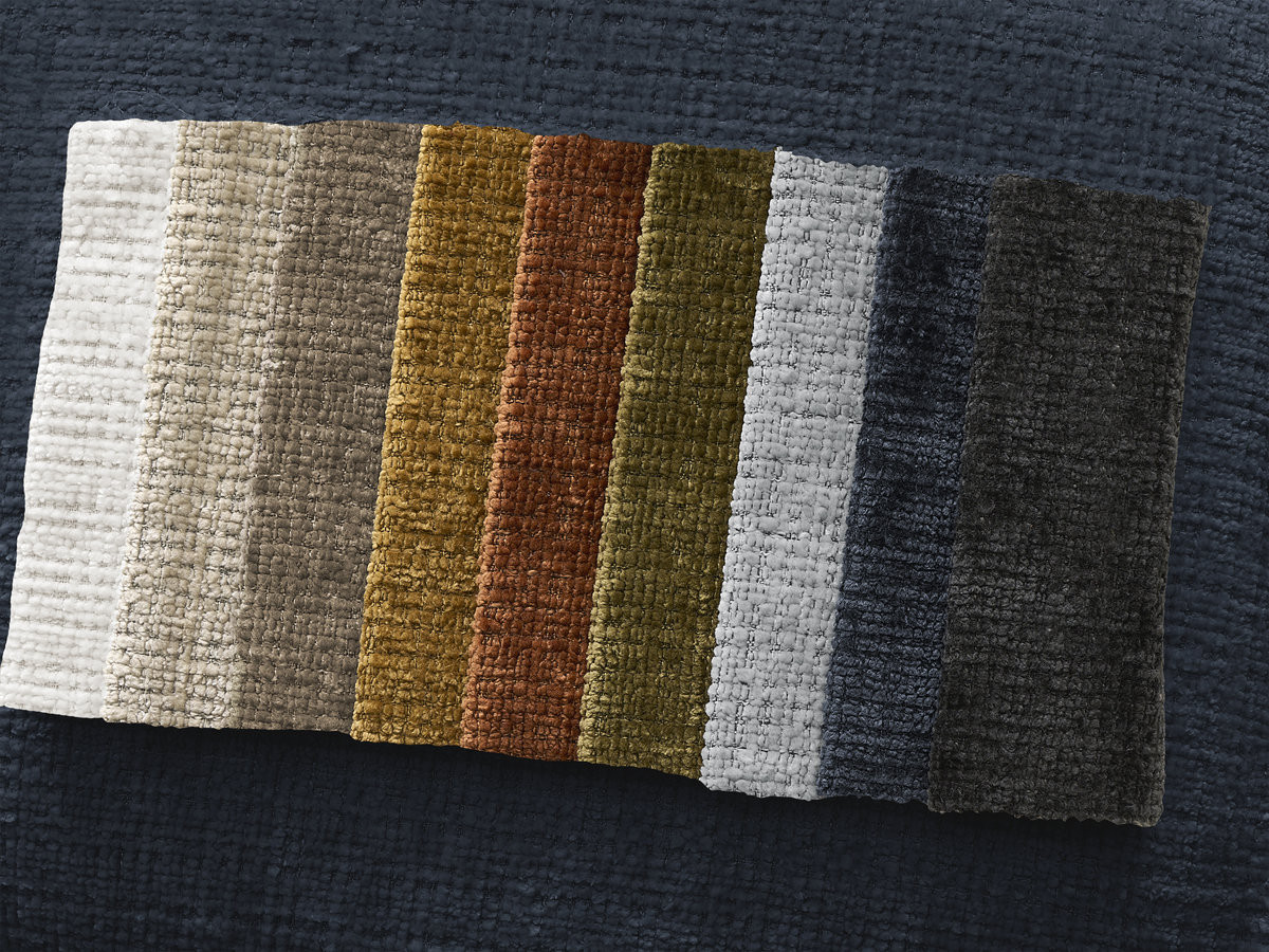 Canapé d'angle NEIL texturé avec pouf bleu foncé — vue 4