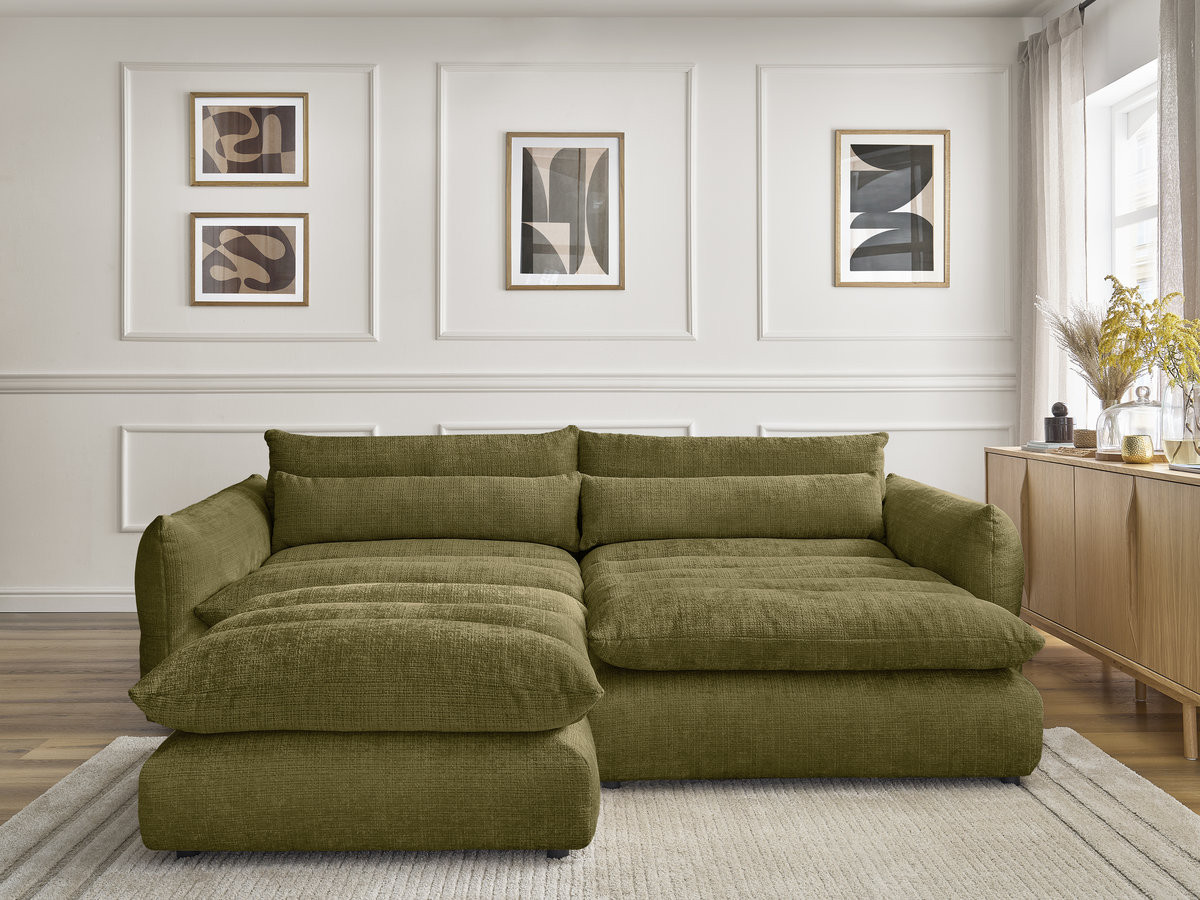 Canapé d'angle NEIL texturé avec pouf vert — vue 5