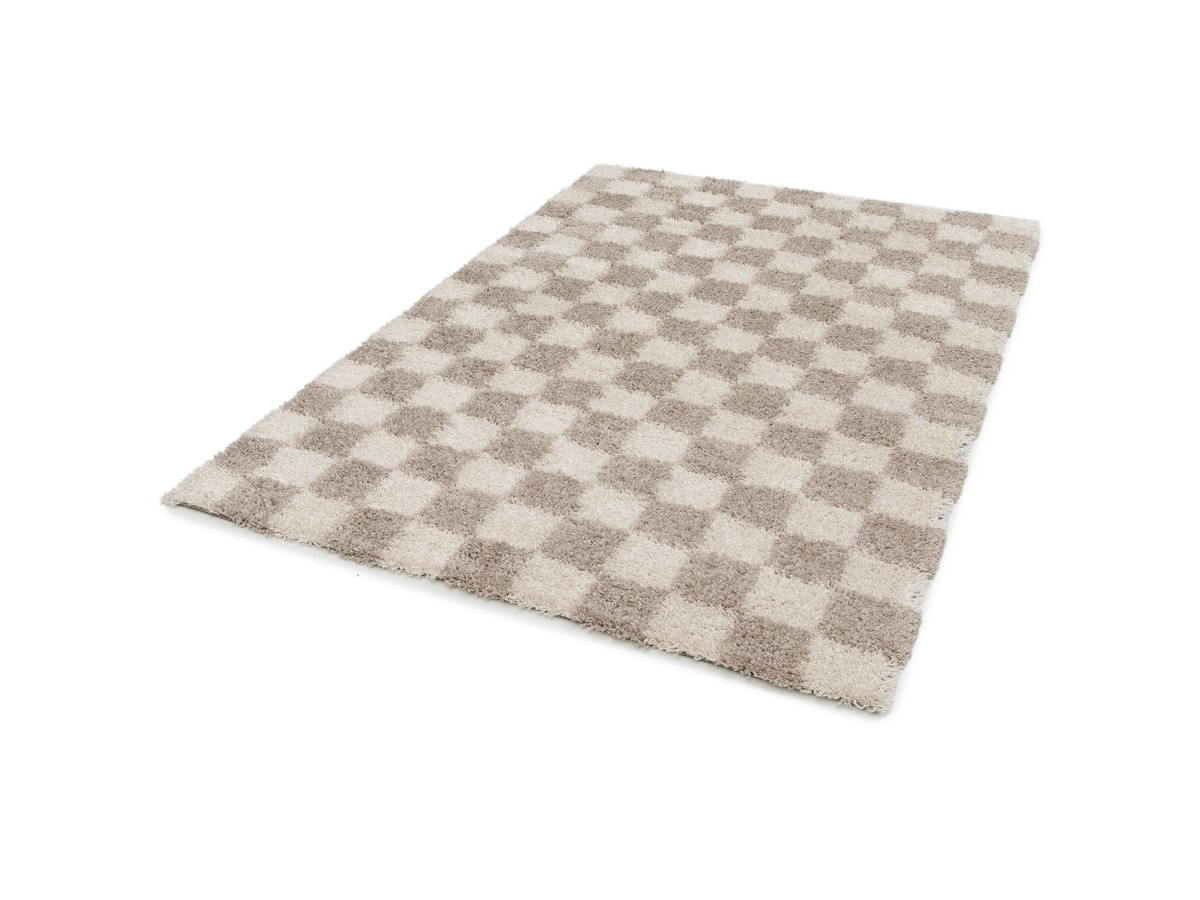 Tapis poils longs DAMIAN motifs damier — vue 3