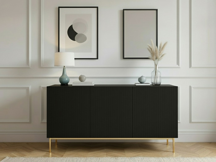 Buffet 3 portes 150 cm KASHA pieds or